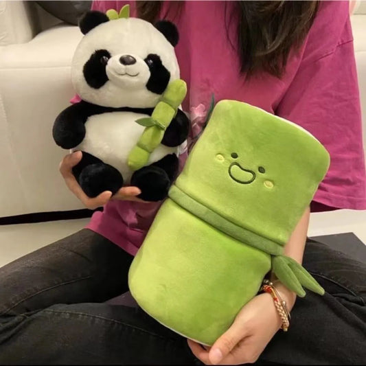 2 In 1 Bamboo Tube Panda Plush Toy Kawaii Cute Stuffed Toys