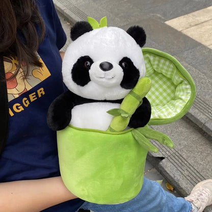 2 In 1 Bamboo Tube Panda Plush Toy Kawaii Cute Stuffed Toys