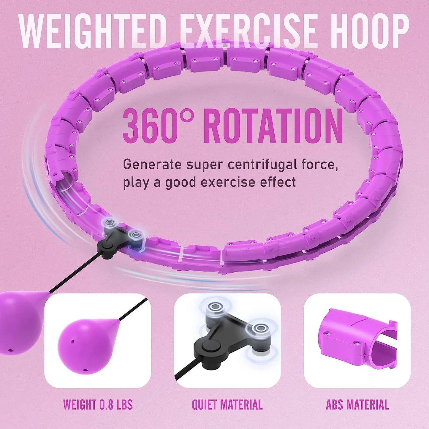 Smart sport hoop Weighted Exercise Hoops for Adults Easy Detachable Design with Adjustable Weight, Fitness Gym Equipment for Hom