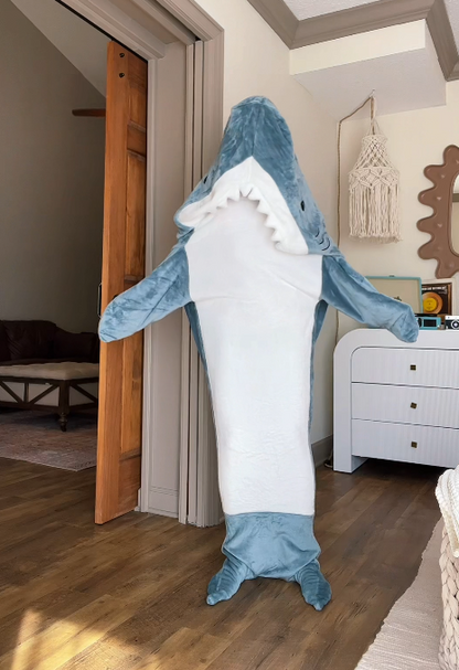 Japanese Style Shark Pajama Sleeping Bag - Office Nap Blanket, Flannel Comfort, Adorably Cozy