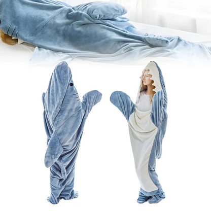 Japanese Style Shark Pajama Sleeping Bag - Office Nap Blanket, Flannel Comfort, Adorably Cozy