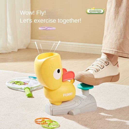 Flying Saucer Foot Launcher Toy with Bamboo Dragonfly for Indoor and Outdoor Fun and Learning